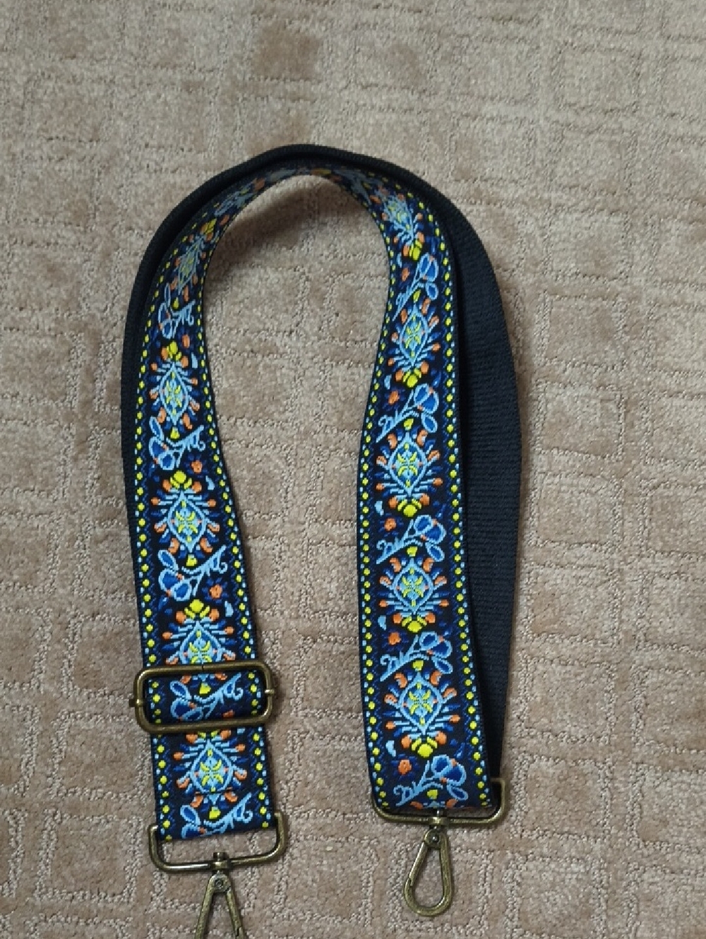 Navy Floral Embroidered Adjustable Bag Strap